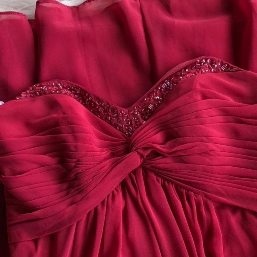 SHEER LONG CHIFFON DRESS SWEETHEART NECKLINE